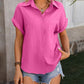 Textured Button Up Cap Sleeve Shirt