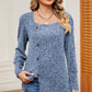 Decorative Button Square Neck T-Shirt