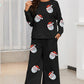 CHRISTMAS Santa Sequin Round Neck Top and Pants Set