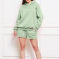 Drop Shoulder Long Sleeve Hoodie and Shorts Set