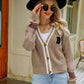 Contrast Button Up Dropped Shoulder Cardigan