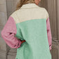 Color Block Button Up Long Sleeve Shacket