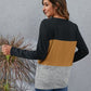 Color Block Round Neck Long Sleeve T-Shirt