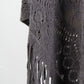 Fringe Openwork Surplice Cape Sleeve Poncho