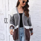 One Size Color Block Open Front Cardigan