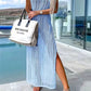 Openwork Slit Cutout Wide Strap Dress