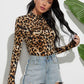 Leopard Mock Neck Long Sleeve T-Shirt