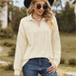 Collared Neck Cable-Knit Long Sleeve Blouse