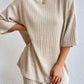 Round Neck Ribbed Top and Shorts Lounge Set