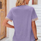Eyelet V-Neck Short Sleeve T-Shirt
