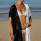 Women's Two-Tone Side Slit Open Front Cover Up