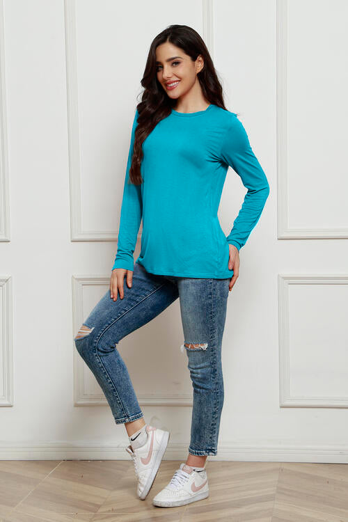 Basic Bae Full Size Round Neck Long Sleeve Top *