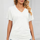 Ruched V-Neck Short Sleeve T-Shirt