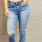 BAYEAS Medium Blue Mid Rise Distressed Skinny Jeans