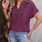 Notched Buttoned Short Sleeve T-Shirt