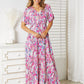 Double Take Hot Pink Multicolored V-Neck Maxi Dress