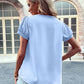 Pearl Detail Notched Short Sleeve Blouse