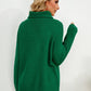 Slit Turtleneck Dropped Shoulder Sweater