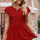 Tied Ruffled Round Neck Peplum T-Shirt