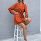 Drawstring Round Neck Dropped Shoulder Mini Dress