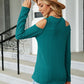 Full Size Dropped Shoulder Long Sleeve Blouse