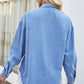 Pearl Detail Pocketed Button Up Denim Jacket