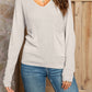 AuroraBlissX V-Neck Long Sleeve Knit Top with Pocket