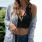 Striped Snap Down Long Sleeve Cardigan