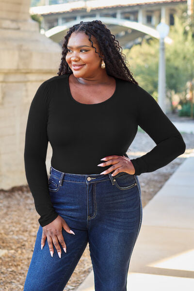 Basic Bae Full Size Round Neck Long Sleeve Bodysuit *