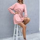 Drawstring Round Neck Dropped Shoulder Mini Dress