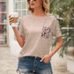 Pocketed Leopard Round Neck Short Sleeve T-Shirt