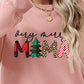 Christmas Themed VERY MERRY MAMA Letter Graphic Round Neck Long Sleeve Sweatshirt