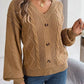 SophisticatedChic Cable-Knit Buttoned V-Neck Sweater