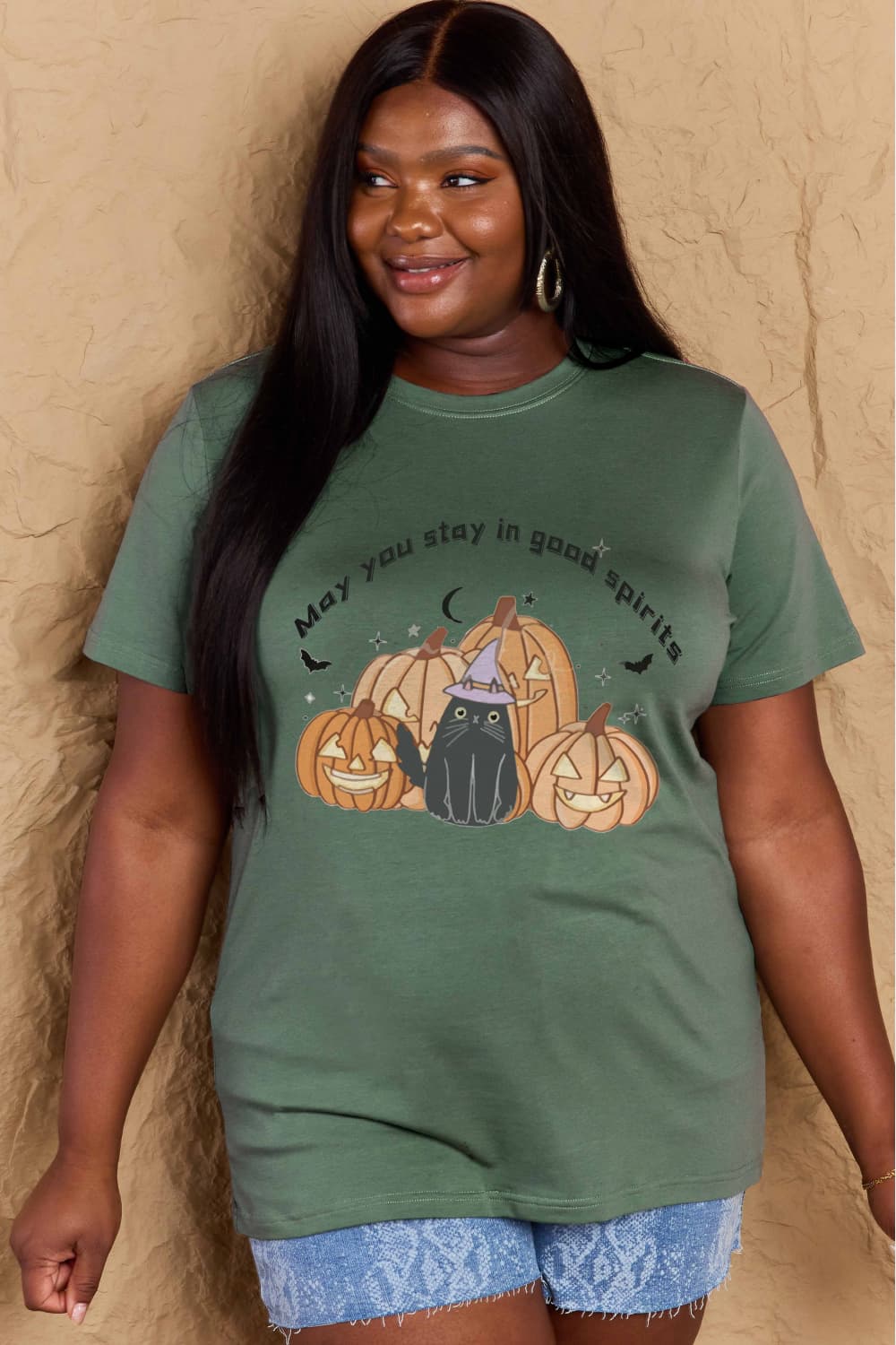 Simply Love Full Size Halloween MAY YOU STAY IN GOOD SPIRITS Graphic Cotton T-Shirt