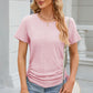 Eyelet Round Neck Short Sleeve T-Shirt