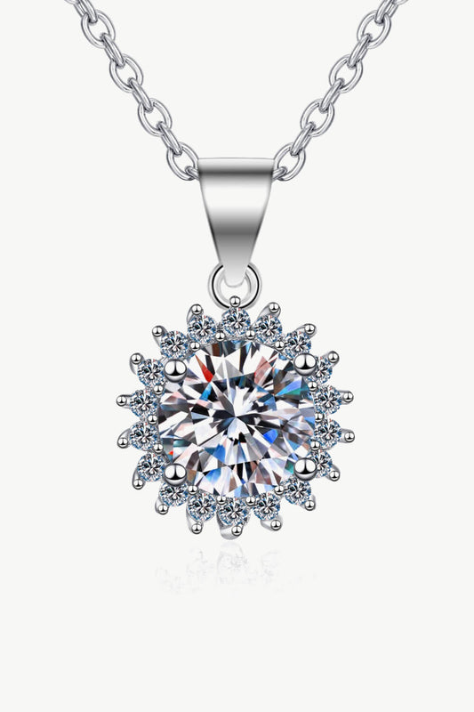 Women's 925 Sterling Silver Moissanite Round Pendant Necklace