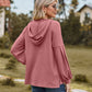 Full Size Dropped Shoulder Button-Down Hoodie