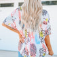 Full Size Mixed Print V-Neck Half Sleeve Top