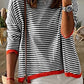 Striped Round Neck Drop Shoulder T-Shirt