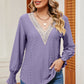 Eyelet V-Neck Flounce Sleeve T-Shirt