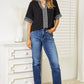 Double Take Black Full Size Embroidered Notched Neck Top