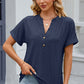 Eyelet Notched Short Sleeve T-Shirt