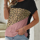 Leopard Round Neck Short Sleeve T-Shirt