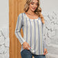 Printed Square Neck Long Sleeve Blouse