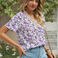 Floral V-Neck Short Sleeve T-Shirt