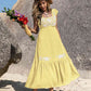 Embroidered Square Neck Ruffle Hem Dress