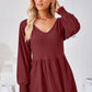 Full Size V-Neck Lantern Sleeve Blouse