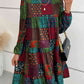 Patchwork Round Neck Long Sleeve Dress