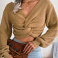 Twisted Front Long Sleeve Cropped Sweater