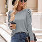 Round Neck Puff Sleeve Blouse